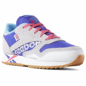 Reebok CL LEATHER RIPPLE MU Turnschuhe Kinder - Grau/Lila - DE 926-OMN